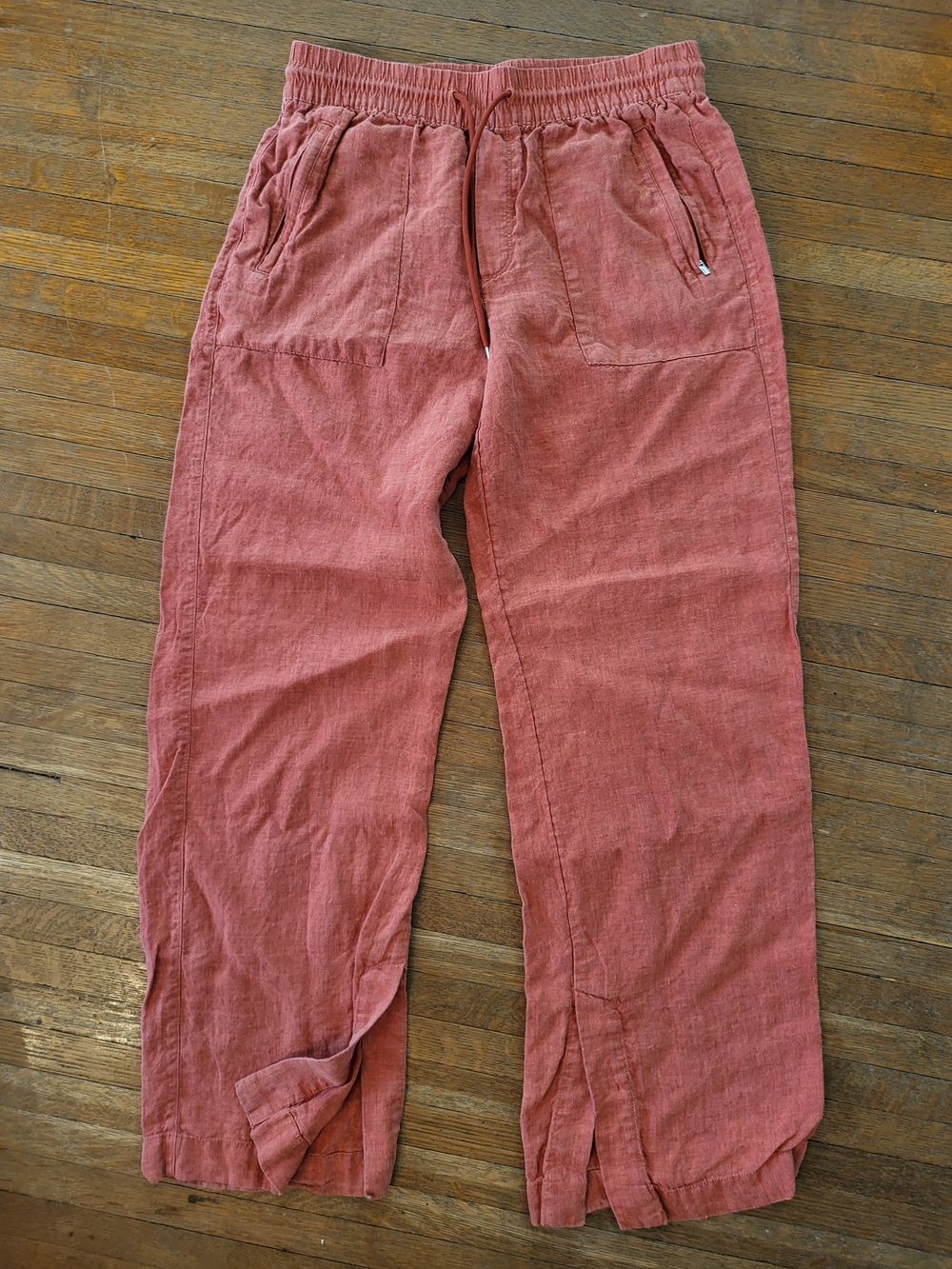Athleta Linen Wide Leg Pants – Terracotta Pink / Rust – Size 8T